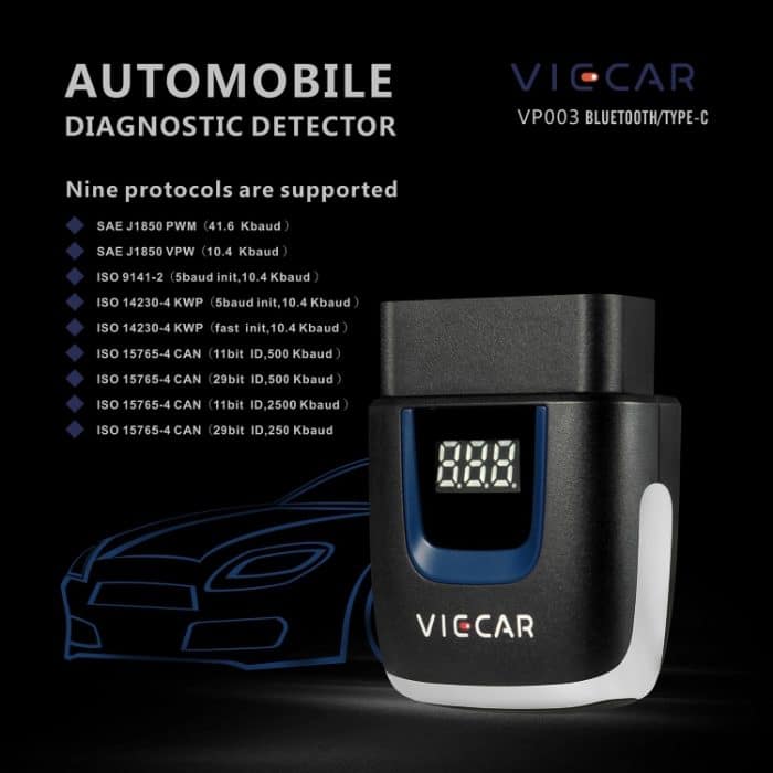 Viecar VP003 Auto Mini OBD + USB / Typ-C-Schnittstellenfehlerdetektor V2.2 Bluetooth-Diagnosetool – Bild 3