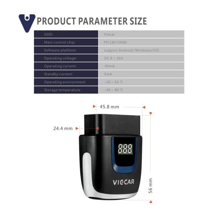 Viecar VP003 Auto Mini OBD + USB / Typ-C-Schnittstellenfehlerdetektor V2.2 Bluetooth-Diagnosetool – Bild 6