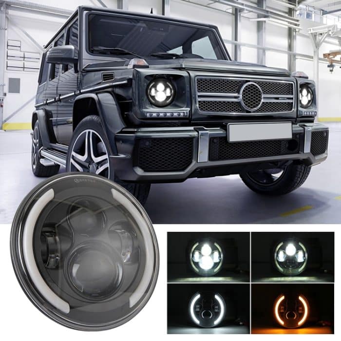 7 Zoll H4 / H13 DC 9V-30V 3000LM 3000K-6000K 25W Auto runde Form LED-Scheinwerferlampen für Jeep Wrangler, mit Angel Eye – Bild 1