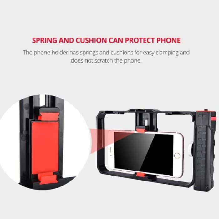 YELANGU YLG0901B Vlogging Live-Übertragung Smartphone Kunststoffkäfig Video-Rig Filmemachen Aufnahmegriff Stabilisatorhalterung für iPhone, Galaxy, Huawei, Xiaomi, HTC, LG, Google und andere Smartphones, YLG0901B – Bild 12