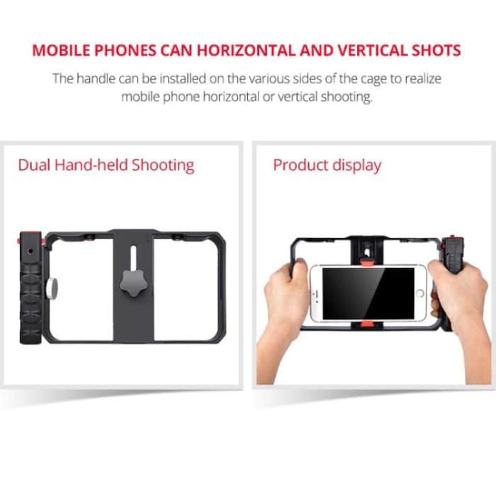 YELANGU YLG0901B Vlogging Live-Übertragung Smartphone Kunststoffkäfig Video-Rig Filmemachen Aufnahmegriff Stabilisatorhalterung für iPhone, Galaxy, Huawei, Xiaomi, HTC, LG, Google und andere Smartphones, YLG0901B – Bild 9