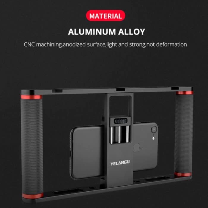 YELANGU PC05 YLG0909B Vlogging Live-Übertragung Smartphone Metallkäfig Video-Rig Filmemachen Aufnahmegriff Stabilisatorhalterung für iPhone, Galaxy, Huawei, Xiaomi, HTC, LG, Google und andere Smartphones, YLG0909B – Bild 7