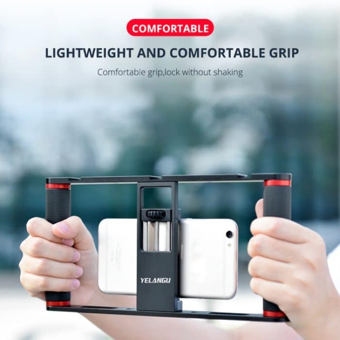 YELANGU PC05 YLG0909B Vlogging Live-Übertragung Smartphone Metallkäfig Video-Rig Filmemachen Aufnahmegriff Stabilisatorhalterung für iPhone, Galaxy, Huawei, Xiaomi, HTC, LG, Google und andere Smartphones, YLG0909B – Bild 8