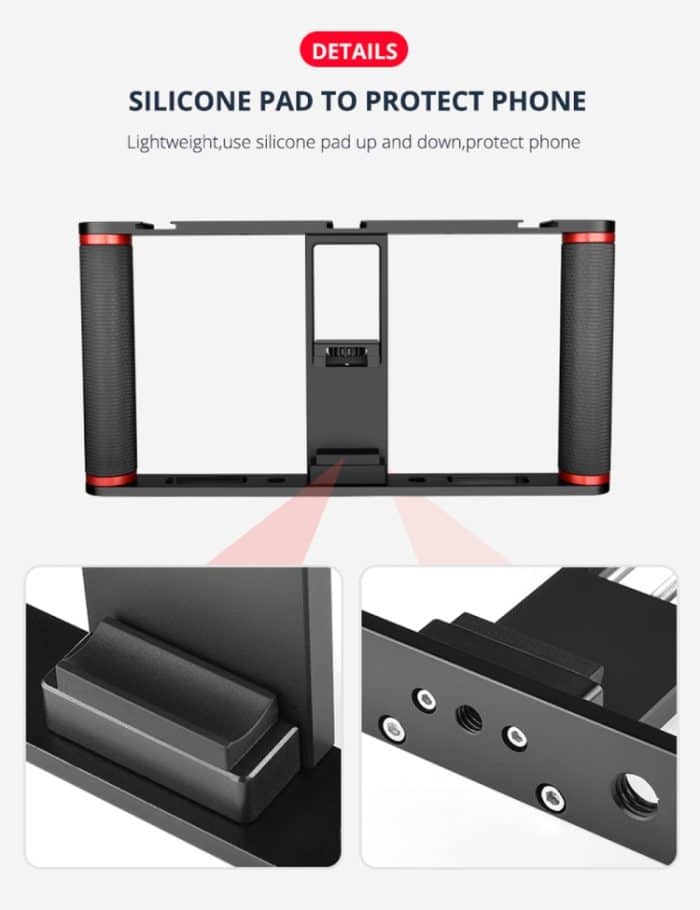 YELANGU PC05 YLG0909B Vlogging Live-Übertragung Smartphone Metallkäfig Video-Rig Filmemachen Aufnahmegriff Stabilisatorhalterung für iPhone, Galaxy, Huawei, Xiaomi, HTC, LG, Google und andere Smartphones, YLG0909B – Bild 9