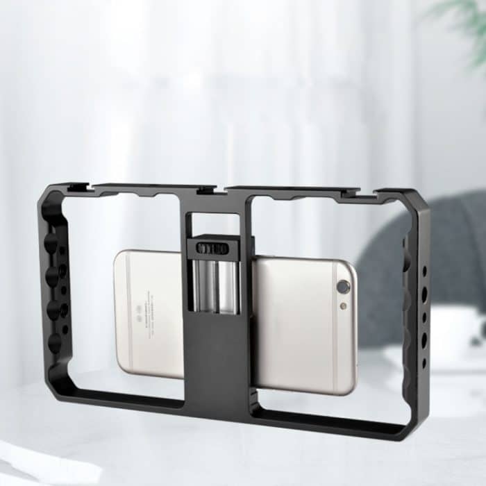 DCA1043B.jpg YELANGU PC06 YLG0909A Vlogging Live-Übertragung Smartphone Metallkäfig Video-Rig Filmemachen Aufnahmegriff Stabilisatorhalterung für iPhone, Galaxy, Huawei, Xiaomi, HTC, LG, Google und andere Smartphones, YLG0909A – Bild 1