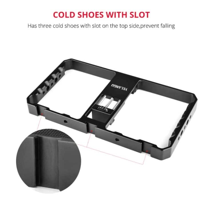 YELANGU PC06 YLG0909A Vlogging Live-Übertragung Smartphone Metallkäfig Video-Rig Filmemachen Aufnahmegriff Stabilisatorhalterung für iPhone, Galaxy, Huawei, Xiaomi, HTC, LG, Google und andere Smartphones, YLG0909A – Bild 11