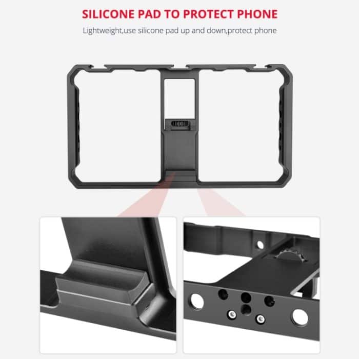 YELANGU PC06 YLG0909A Vlogging Live-Übertragung Smartphone Metallkäfig Video-Rig Filmemachen Aufnahmegriff Stabilisatorhalterung für iPhone, Galaxy, Huawei, Xiaomi, HTC, LG, Google und andere Smartphones, YLG0909A – Bild 10
