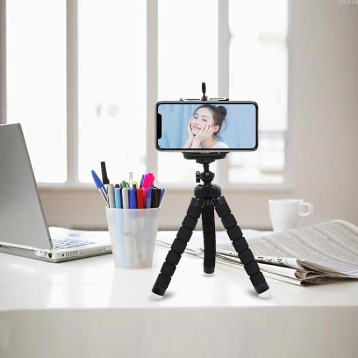 Flexibler Mini-Oktopus-Stativhalter aus Schaumstoff mit Telefonklemme und Fernbedienung – Bild 2