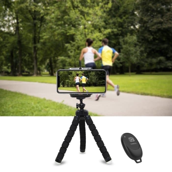 Flexibler Mini-Oktopus-Stativhalter aus Schaumstoff mit Telefonklemme und Fernbedienung – Bild 3