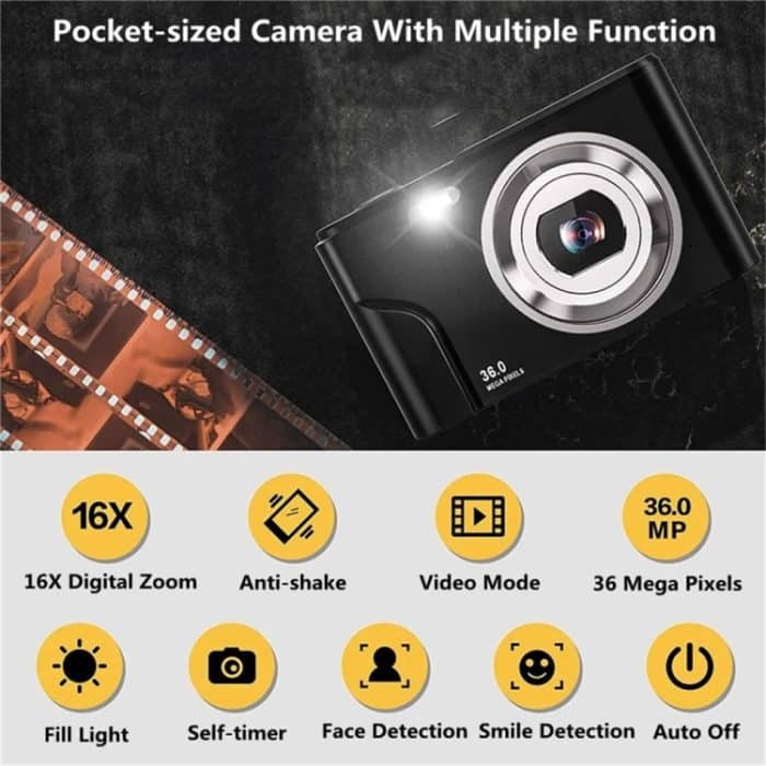 DC311 2,4 Zoll 36MP 16X Zoom 2,7K Full HD Digitalkamera Kinderkartenkamera, EU-Stecker, DC311, EU Plug – Bild 2