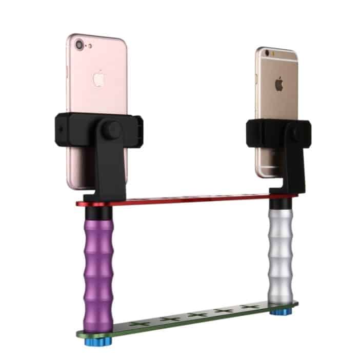Smartphone-Live-Broadcast-Halterung Duale Selfie-Mount-Kits mit 2 Telefonklammern, Für iPhone, Galaxy, Huawei, Xiaomi, HTC, Sony, Google und andere Smartphones – Bild 5