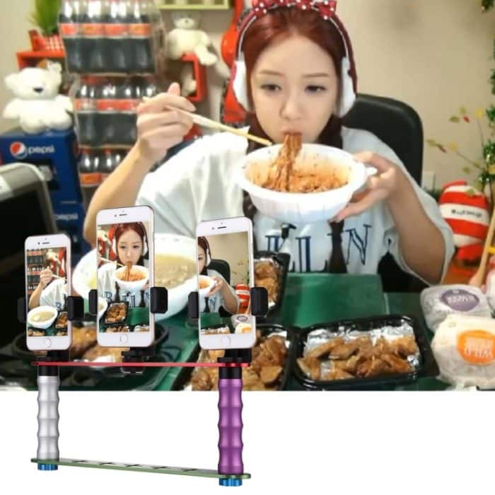 Smartphone-Live-Broadcast-Halterung Duale Selfie-Mount-Kits mit 2 Telefonklammern, Für iPhone, Galaxy, Huawei, Xiaomi, HTC, Sony, Google und andere Smartphones – Bild 9