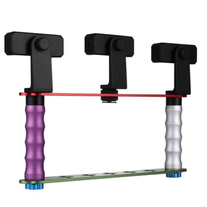 Smartphone Live Broadcast Bracket Dual-Selfie-Halterungskits mit 2x V-Halterung + 3x Telefonclips, Für iPhone, Galaxy, Huawei, Xiaomi, HTC, Sony, Google und andere Smartphones – Bild 4