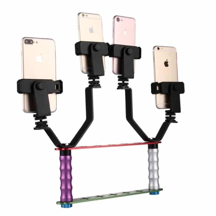 Smartphone Live Broadcast Bracket Dual-Selfie-Halterungskits mit 2x V-Halterung + 3x Telefonclips, Für iPhone, Galaxy, Huawei, Xiaomi, HTC, Sony, Google und andere Smartphones – Bild 6