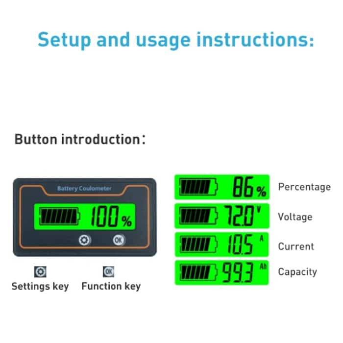2 m 50 A 12 V 48 V Digitalanzeige DC-Strom Voltmeter Blei-Säure-Lithium-Batterie-Lademesser – Bild 5