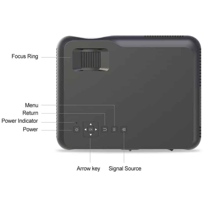 DH-A10 5,8-Zoll-LCD-Bildschirm 4200 Lumen 1280 x 800P HD Smart-Projektor mit Fernbedienung, Android 6.0 OS, unterstützt WiFi, Bluetooth, HDMIx2, USBx2, VGA, AV IN/RCA, RJ45, LAN – Bild 15