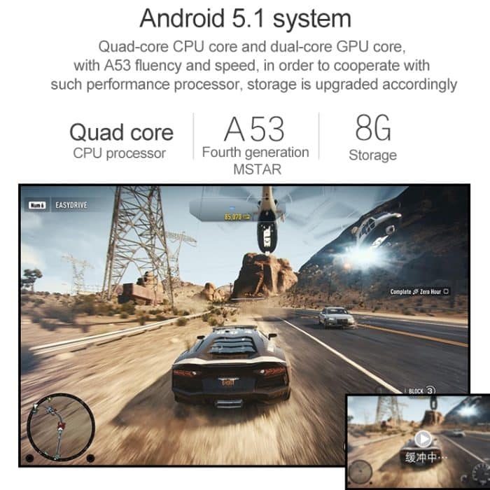 Wejoy K5 + 3400 Lumen 1280x1080 1080P Android 5.1 HD Bluetooth WiFi Smart 3D Ultrakurzfokus-Projektor, unterstützt HDMI x 2 / USB x 2 / Micro SD-Karte – Bild 8