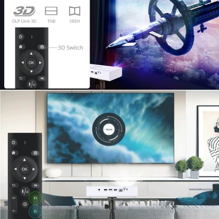 TOUMEI V6 3800 Lumen Android 6.0 3D Smart DLP-Projektor, 2 GB + 32 GB, unterstützt Dualband-WLAN / Bluetooth / HDMI / TF-Karte / RJ45 – Bild 13