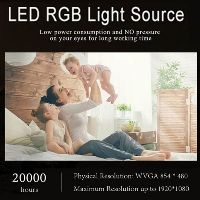 Wejoy DL-S6+ 1000 Lumen 854x480 Smart Mini Projektor, RK3128 CPU, 1GB+32GB, Android 4.4, Bluetooth, WLAN, HDMI, DL-S6+/Rose Gold – Bild 12