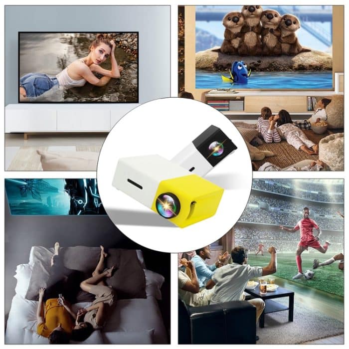 YG300 400LM tragbarer Mini-Heimkino-LED-Projektor mit Fernbedienung, unterstützt HDMI, AV, SD, USB-Schnittstellen, (eingebauter 1300-mAh-Lithium-Akku) – Bild 3