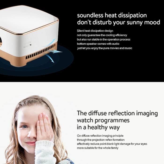 P07-D Mini 50 Lumen Android Heimkino Bluetooth LED-Projektor mit Fernbedienung, Unterstützung Micro SD & Micro USB & WiFi & Audio Out – Bild 14