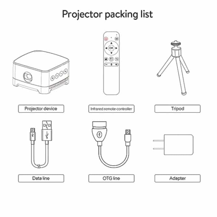 P07-D Mini 50 Lumen Android Heimkino Bluetooth LED-Projektor mit Fernbedienung, Unterstützung Micro SD & Micro USB & WiFi & Audio Out – Bild 15