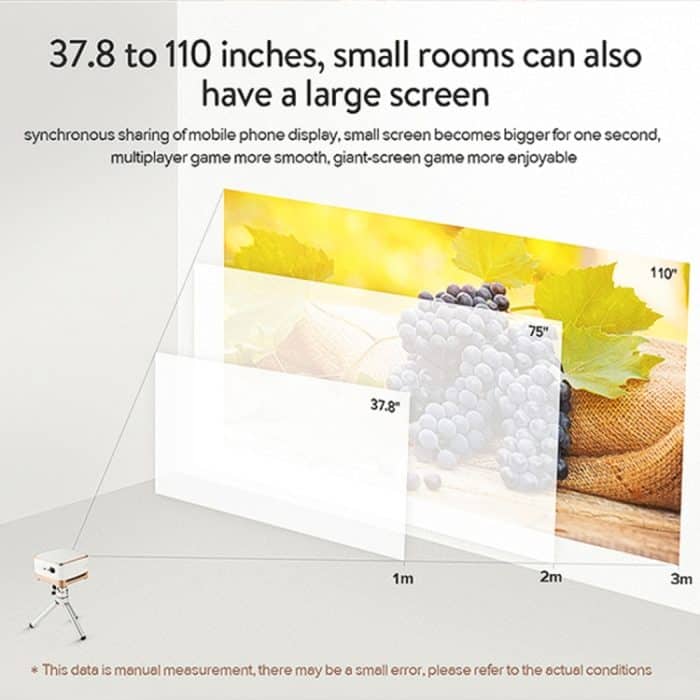 P07-D Mini 50 Lumen Android Heimkino Bluetooth LED-Projektor mit Fernbedienung, Unterstützung Micro SD & Micro USB & WiFi & Audio Out – Bild 10