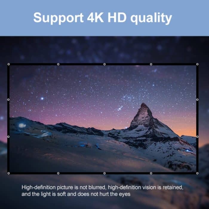 Faltender Milchseide-Polyester-Projektorfolienvorhang, 60 inch (16:9) Projection Area: 133 x 75cm, 60 inch (4:3) Projection Area: 120 x 90cm, 72 inch (16:9) Projection Area: 159 x 90cm, 72 inch (4:3) Projection Area: 146 x 110cm... – Bild 5