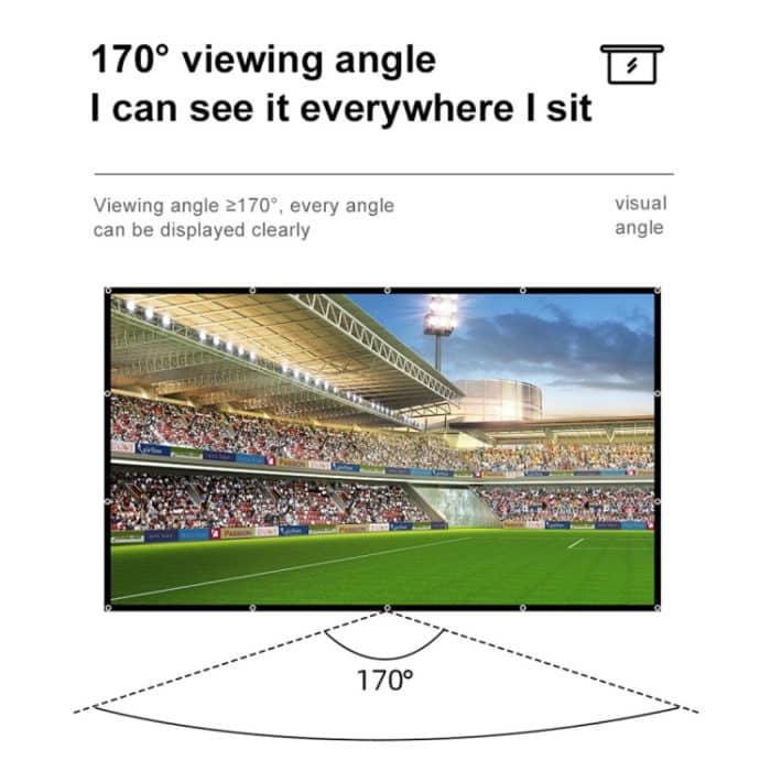 Faltender Milchseide-Polyester-Projektorfolienvorhang, 60 inch (16:9) Projection Area: 133 x 75cm, 60 inch (4:3) Projection Area: 120 x 90cm, 72 inch (16:9) Projection Area: 159 x 90cm, 72 inch (4:3) Projection Area: 146 x 110cm... – Bild 6