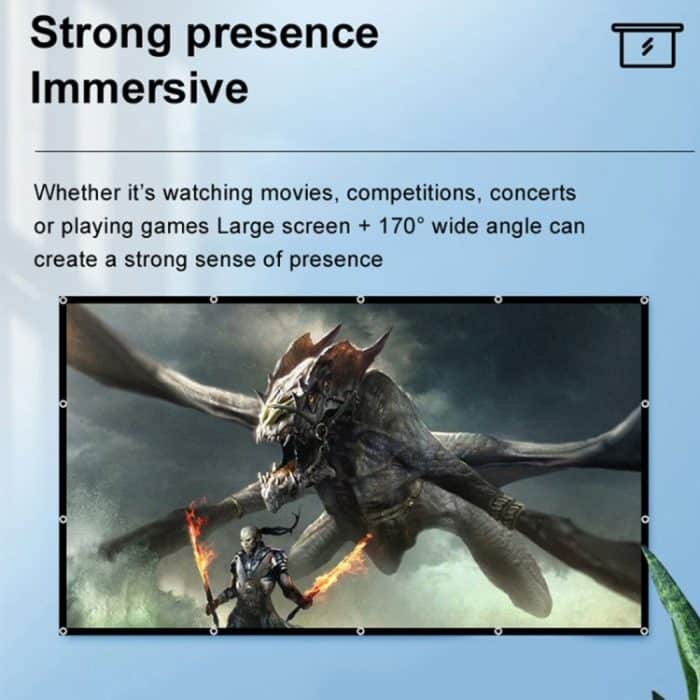 Faltender Milchseide-Polyester-Projektorfolienvorhang, 60 inch (16:9) Projection Area: 133 x 75cm, 60 inch (4:3) Projection Area: 120 x 90cm, 72 inch (16:9) Projection Area: 159 x 90cm, 72 inch (4:3) Projection Area: 146 x 110cm... – Bild 7