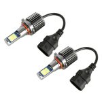 2 Stück DC12–24 V/10,5 W doppelfarbige Auto-Nebelscheinwerfer mit 24 LEDs SMD-3030 und Konstantstrom, Kartonverpackung, 9005, 9006, H3