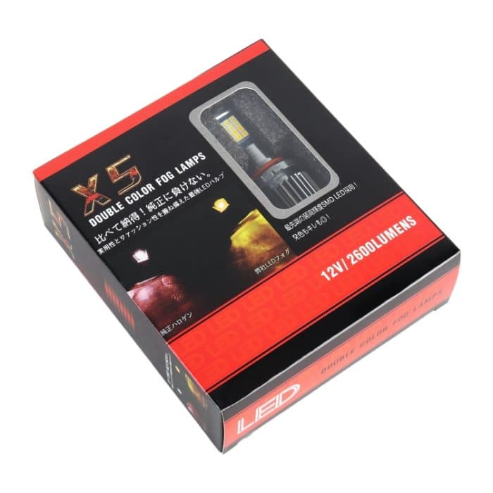 2 Stück DC12–24 V/10,5 W doppelfarbige Auto-Nebelscheinwerfer mit 24 LEDs SMD-3030 und Konstantstrom, Kartonverpackung, 9005, 9006, H3 – Bild 11