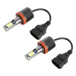 2 Stück DC12–24 V/10,5 W doppelfarbige Auto-Nebelscheinwerfer mit 24 LEDs SMD-3030 und Konstantstrom, Kartonverpackung, H11