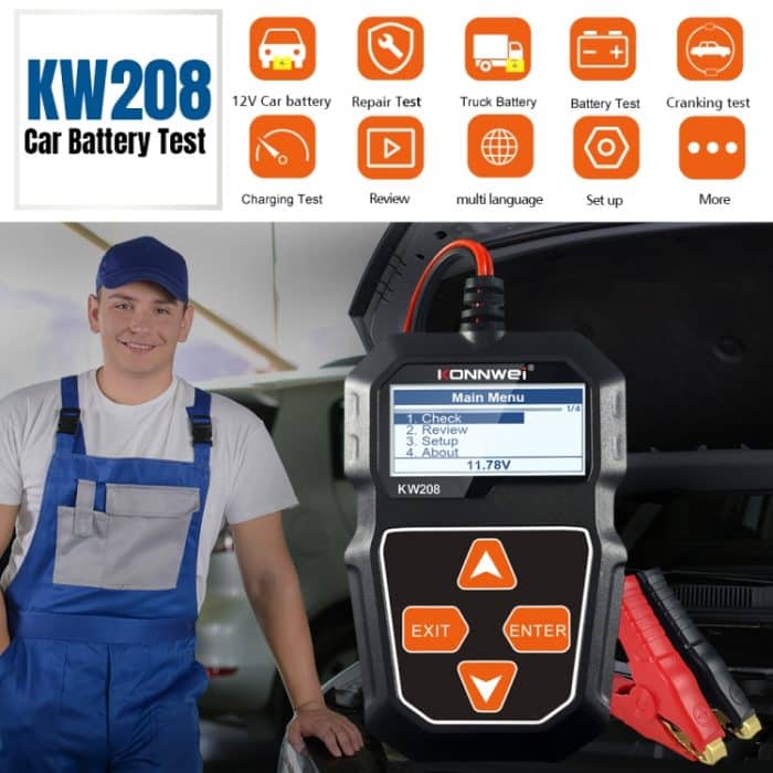 KONNWEI KW208 Auto TFT Farbbildschirm Batterietester Unterstützung 8 Sprachen – Bild 2