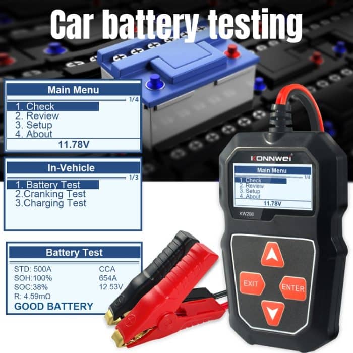 KONNWEI KW208 Auto TFT Farbbildschirm Batterietester Unterstützung 8 Sprachen – Bild 8