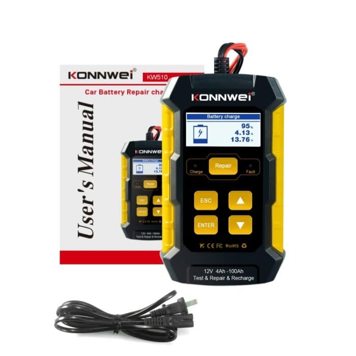 KONNWEI KW510 3-in-1-Autobatterietester/Ladegerät/Reparaturbetrieb, unterstützt 8 Sprachen, KW510(EU Plug), KW510(US Plug) – Bild 21
