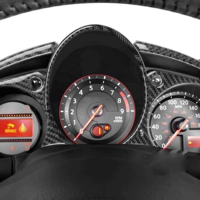5 in 1 Auto Carbon Fibre Speed ​​Dashboard Dekorativer Aufkleber für Nissan 370Z Z34 2009-, Links- und Rechtsantrieb Universal – Bild 5