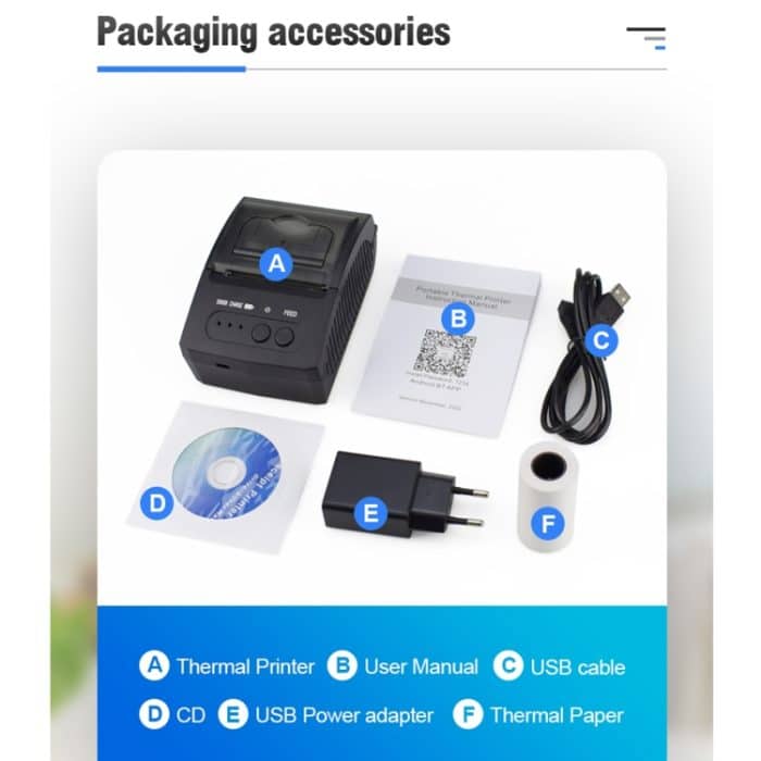 5811DD 58 mm Bluetooth 4.0 tragbarer Thermo-Bluetooth-Belegdrucker,, EU Plug, US Plug, UK Plug – Bild 18