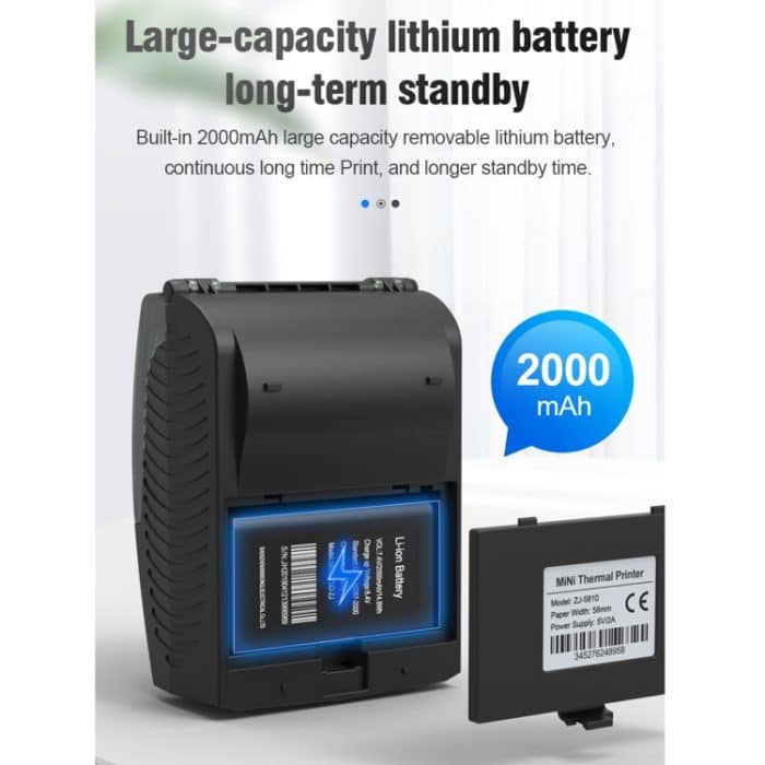 5811DD 58 mm Bluetooth 4.0 tragbarer Thermo-Bluetooth-Belegdrucker,, EU Plug, US Plug, UK Plug – Bild 10