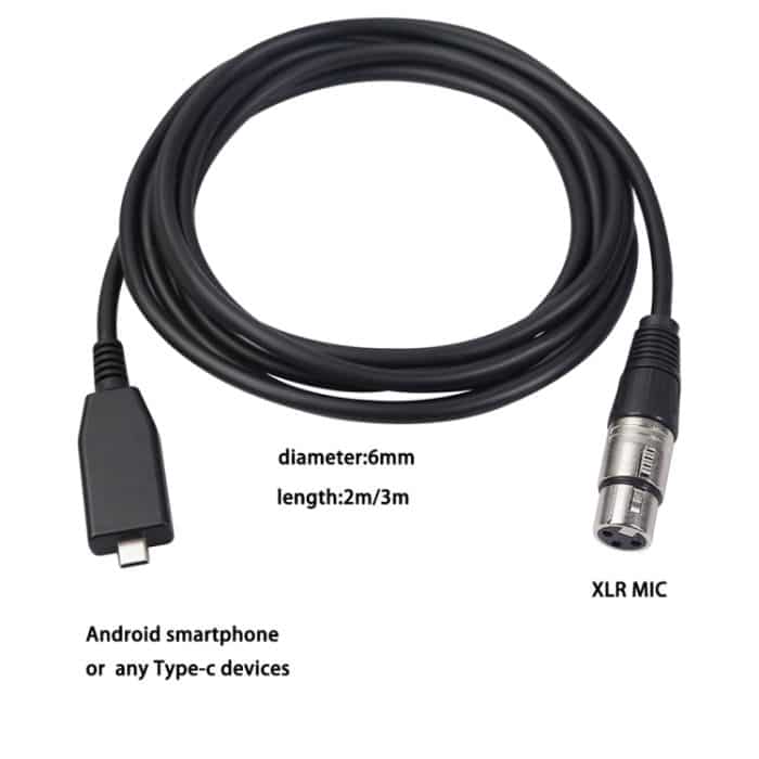 TY18 USB-C/Typ-C-Stecker auf Cannon-Buchse für Mikrofonaufnahmekabel, 2m, 3m – Bild 4