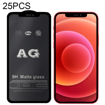 25 Stück AG Matte Frosted Full Cover Tempered Glass Film, For iPhone 12 mini, For iPhone 12 / 12 Pro, For iPhone 12 Pro Max
