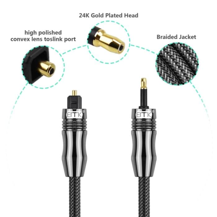 EMK OD1,0 mm 3,5 mm Digital Sound Toslink auf Mini Toslink Digital Optical Audio Kabel, 1m, 1.5m, 2m, 3m, 5m – Bild 6