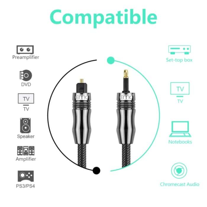 EMK OD1,0 mm 3,5 mm Digital Sound Toslink auf Mini Toslink Digital Optical Audio Kabel, 1m, 1.5m, 2m, 3m, 5m – Bild 8