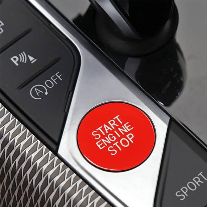 Auto-Kohlefaser-Ein-Knopf-Start-Dekorationsaufkleber für BMW 3er / G20 / G05 / G06 / G07 / G14 / G29 / F40 / F44, One-button Start (Red), One-button Start (Blue), One-button Start (Black), One-button Start (Yellow) – Bild 5