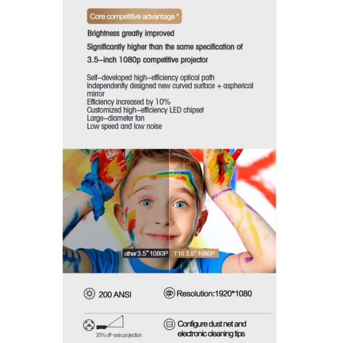 T10 1920x1080P 3600 Lumen tragbarer Heimkino-LED-HD-Digitalprojektor, Android-Version, Android Version – Bild 8