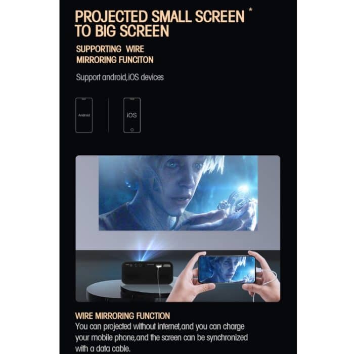 T500 1920x1080P 80 Lumen tragbarer Heimkino-LED-HD-Digitalprojektor, Without Remote Control & Adaptor, With Remote Control & Adaptor – Bild 6