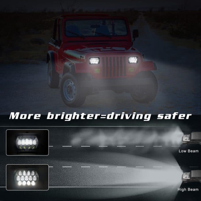 7 Zoll (5x7) / (7x6) H4 DC 9V-30V 30000LM 300W 8LEDS Auto-Quadrat-Form-LED-Scheinwerferlampen für Jeep Wrangler – Bild 9