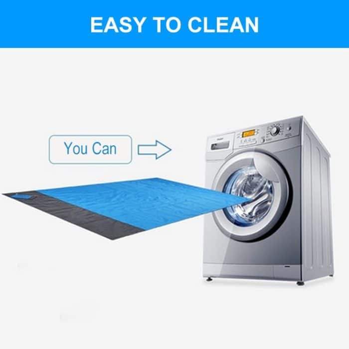 Wasserdichte Polyester-Picknickmatte aus kariertem Stoff mit Taschen, Outdoor-Camping-Strandmatte, Größe: 2,1 x 2 m – Bild 4