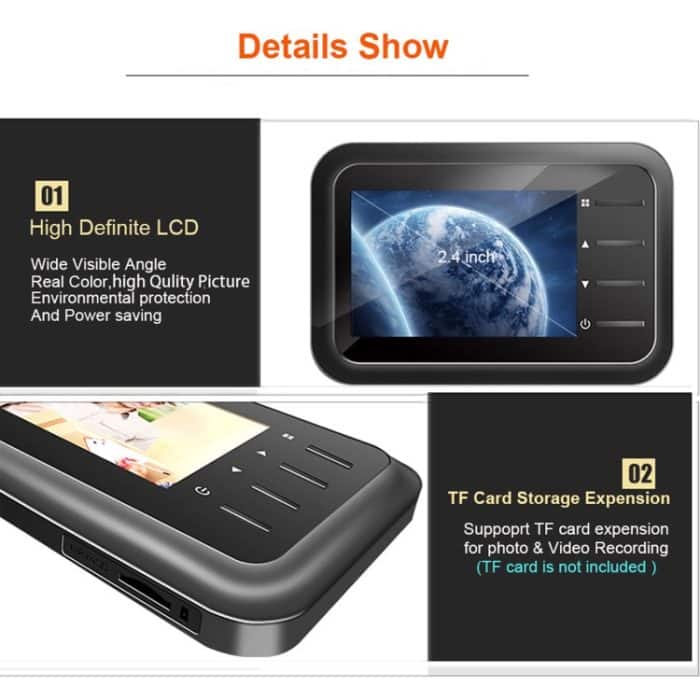 R11 2,4 Zoll TFT LCD-Display-Nachtsicht-Foto-Video-Electronic Cat-Auge-Türklingel – Bild 6