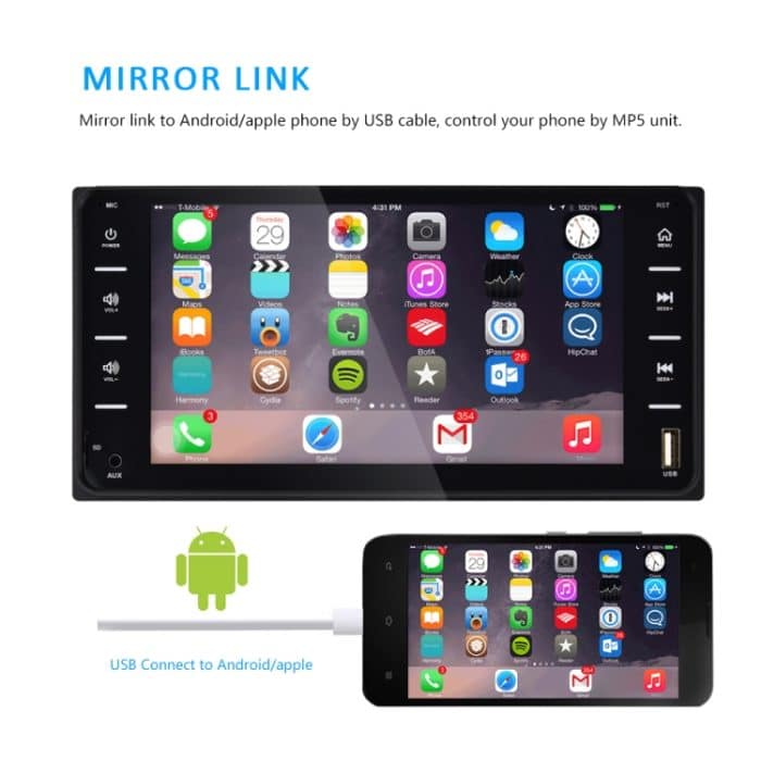 Q3160 7 Zoll Auto Touch kapazitiver Bildschirm MP5-Player-Unterstützung FM / TF / Mirror Link für Toyota Corolla – Bild 6